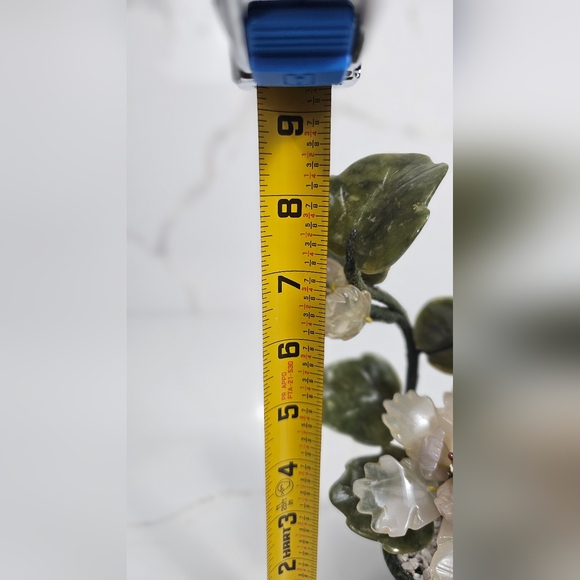 Vintage Jade Flower Carnelian Semi Stone Tree Sculpture - Picture 6 of 7